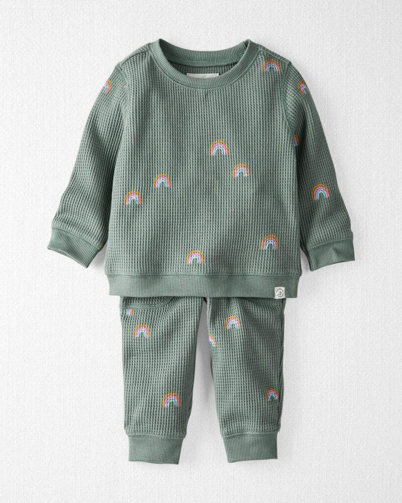 Baby 2-Piece Organic Cotton Waffle Knit Top & Pant Set, image 1 of 6 slides