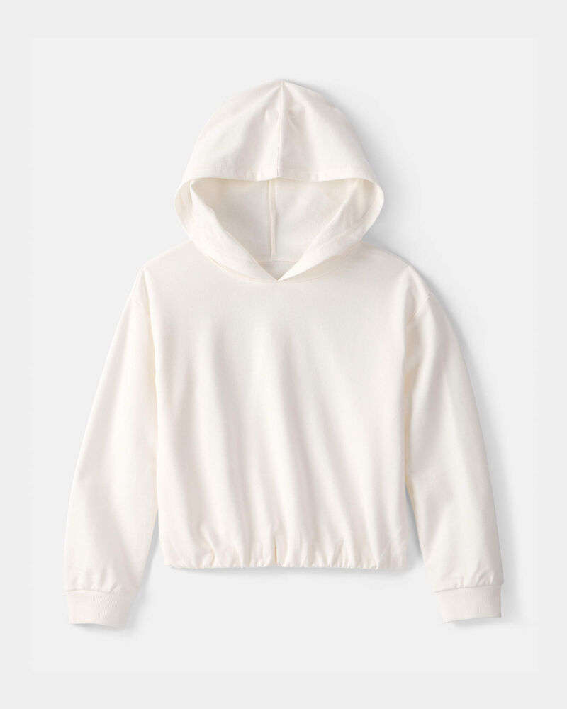 Girls French Terry Hoodie - Ivory, image 1 of 3 slides