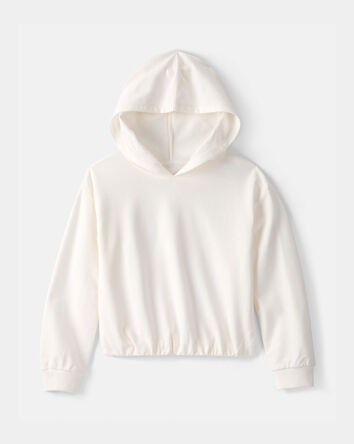 Girls French Terry Hoodie - Ivory, 
