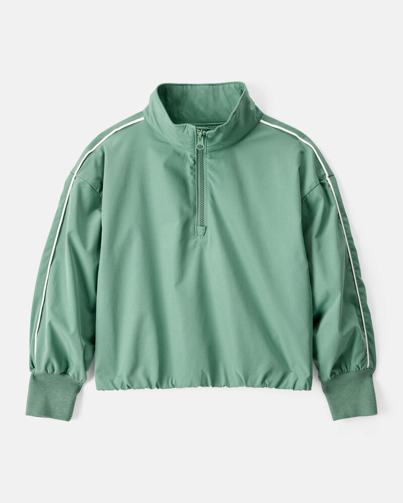 Girls Long-Sleeve Quarter-Zip Windbreaker - Green, image 1 of 3 slides