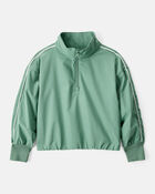 Girls Long-Sleeve Quarter-Zip Windbreaker - Green, image 1 of 3 slides
