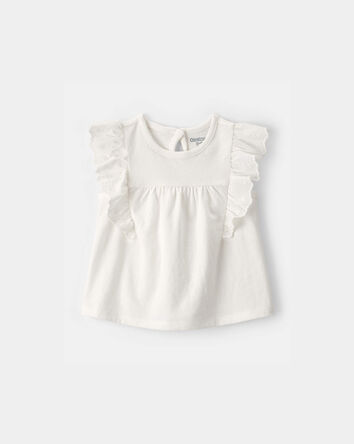 Baby Girl Eyelet-Sleeve Top - Ivory, 
