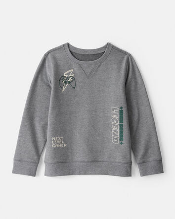 Boys Gaming Fleece Pullover Sweatshirt - Grey, 