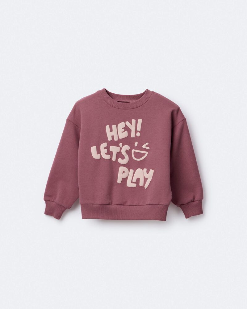 Toddler Hey, Let's Play Dolman-Sleeve Sweatshirt - Burgundy, image 6 of 7 slides