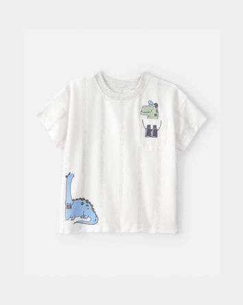 Tout-petit gar&ccedil;on - T-shirt &agrave; imprim&eacute; de dinosaures - Blanc, 