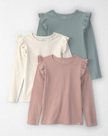 Girls 3-Pack Organic Cotton Rib Slim-Fit Tops, 