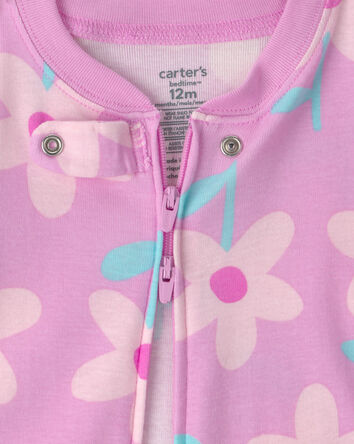 B&eacute;b&eacute; fille - Pyjama 1 pi&egrave;ce ajust&eacute; en 100 % coton, fleurs - Mauve, 