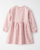 Toddler Girl French Terry Dress Made with Organic Cotton in Blush Petals Print, image 2 of 5 slides