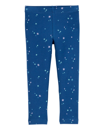 Baby Starry Print Knit Leggings - Blue, 