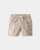 Baby Boy Twill Drawstring Shorts - Khaki, image 1 of 5 slides
