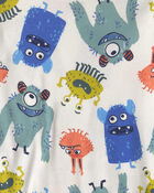 Boys 4-Piece Monster 100% Cotton Snug Fit Pyjama Set - Blue, image 3 of 6 slides