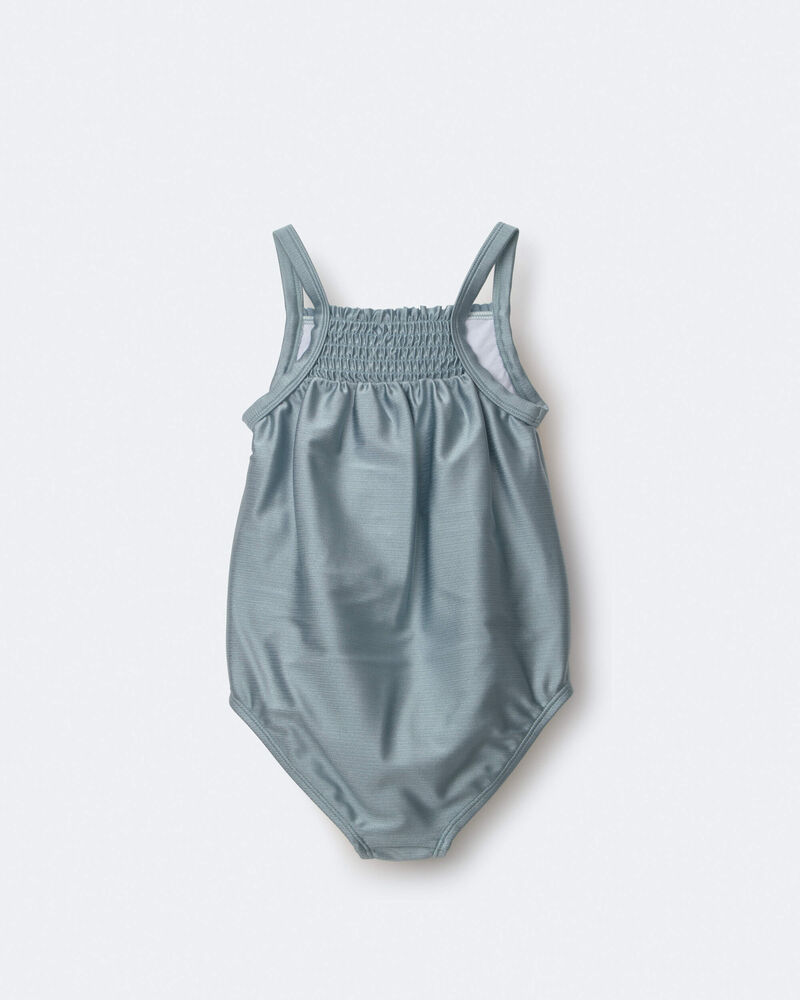 Toddler Girl Smocked One-Piece Swimsuit - Pale Blue, image 5 of 7 slides