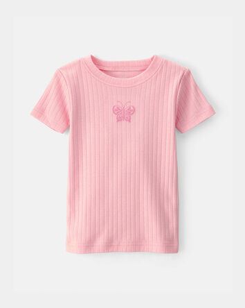 Toddler Girl Butterfly Rib Snug Fit 2-Piece Pyjama Set - Pink, 