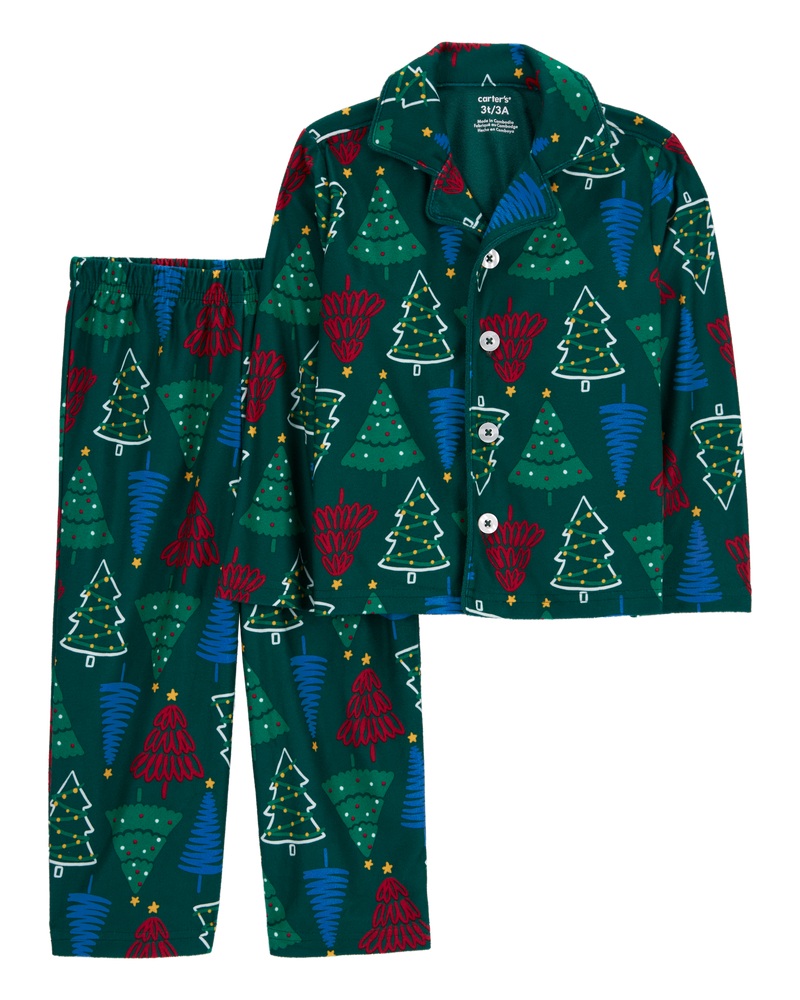 Toddler 2 Piece Christmas Tree Fleece Coat Style Pyjamas