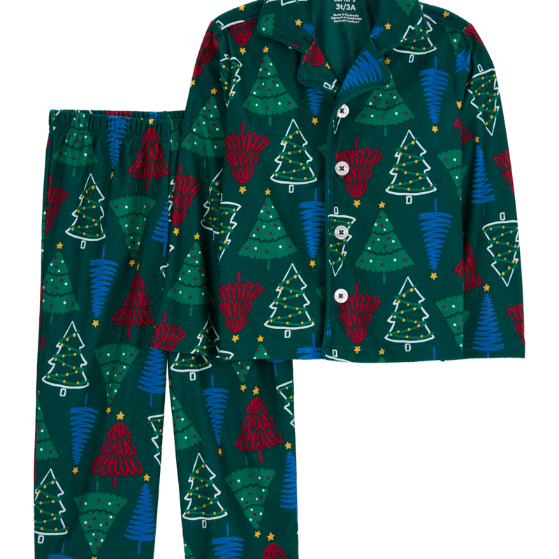 Green Toddler 2 Piece Christmas Tree Fleece Coat Style Pyjamas Carter s Oshkosh Canada