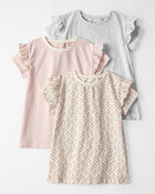 Kid 3-Pack Organic Cotton Flutter Sleeve Tees, image 1 of 6 slides