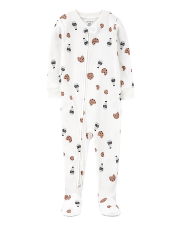 Toddler 1-Piece Milk & Cookies 100% Snug Fit Cotton Footies Pyjamas, 
