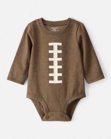 Baby Boy Football Long-Sleeve Graphic Bodysuit - Brown, 