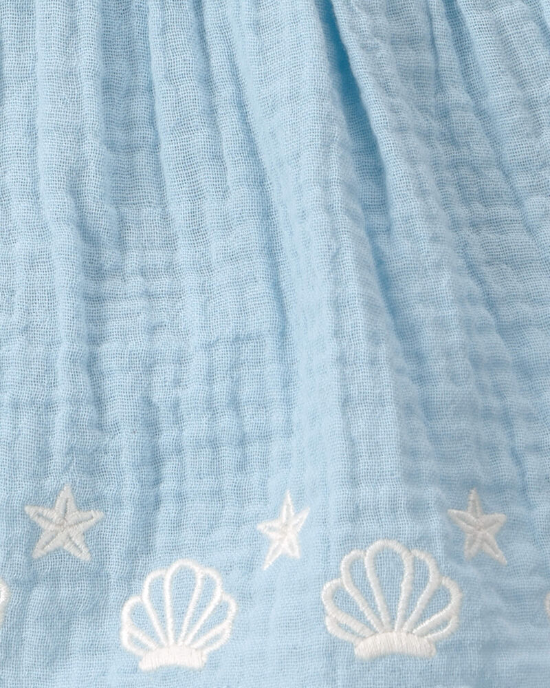 Baby Girl Embroidered Sleeveless Bodysuit Dress - Blue, image 3 of 4 slides