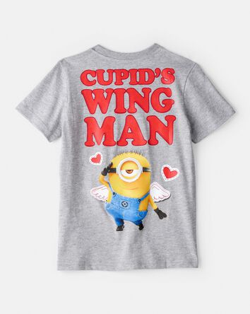 Boys Valentine's Day Minions Short-Sleeve Graphic Tee - Grey, 