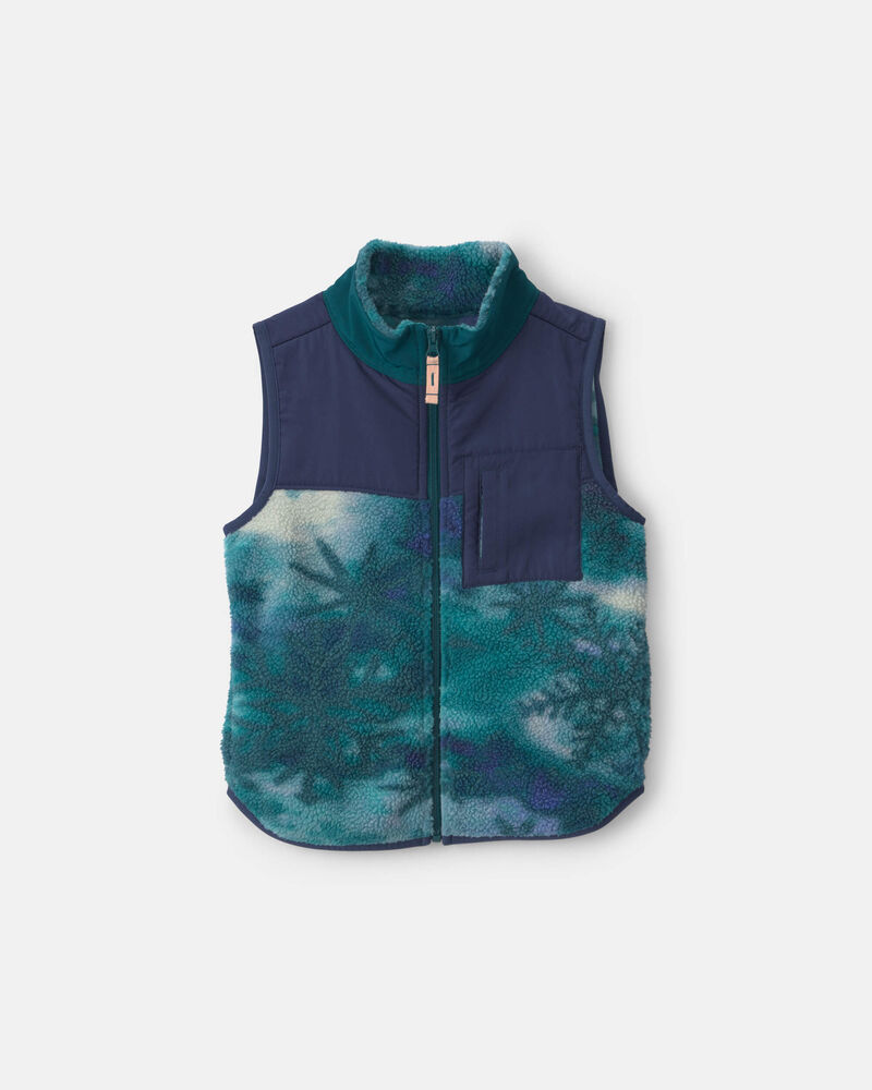 Gar&ccedil;ons - Gilet en molleton &agrave; motif de flocons de neige &ndash; Vert/Bleu marine, image 1 sur 2 diapositives
