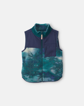 Gar&ccedil;ons - Gilet en molleton &agrave; motif de flocons de neige &ndash; Vert/Bleu marine, 