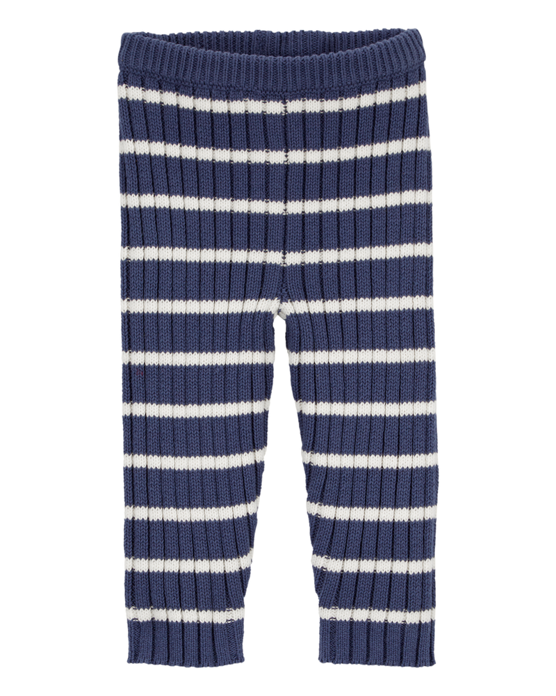 Bébé Pantalon en tricot avec chandail côtelé rayé, image 1 sur 4 diapositives