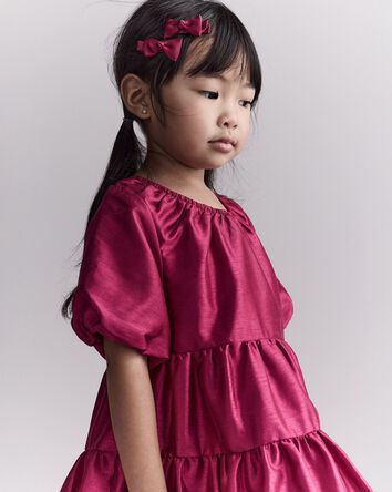 Tout-petit fille - Robe &agrave; manches bouffantes courtes &ndash; Rose, 