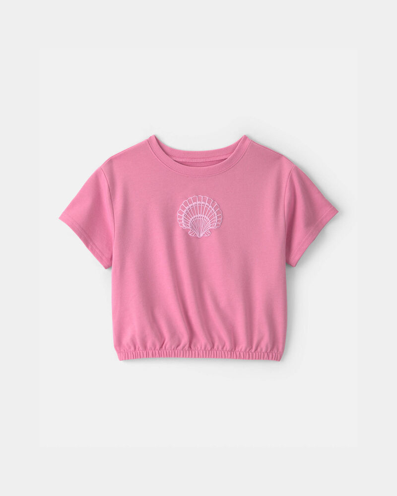Girls Shell French Terry Top - Pink, image 1 of 4 slides
