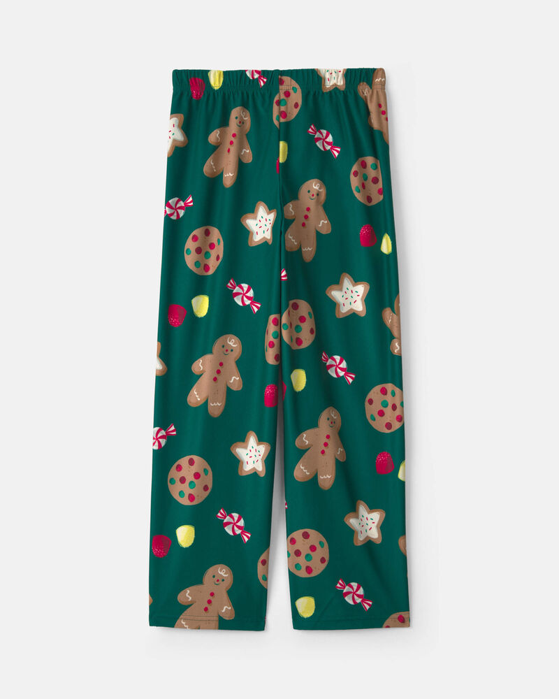 Kids Christmas Gingerbread Fleece Loose Fit Pyjama Bottoms - Green, image 2 of 4 slides