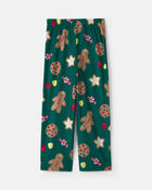 Kids Christmas Gingerbread Fleece Loose Fit Pyjama Bottoms - Green, image 2 of 4 slides