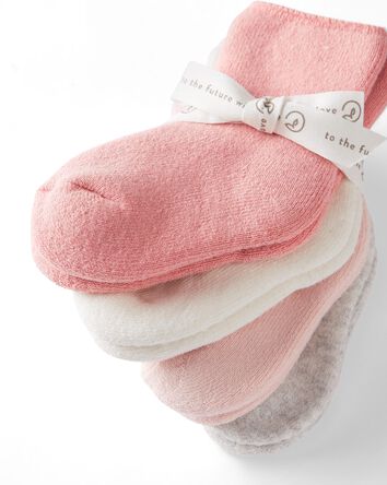 Baby 4-Pack Organic Cotton Terry Socks, 