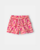 Girls Tropical Floral Gauze Shorts - Pink, image 1 of 4 slides