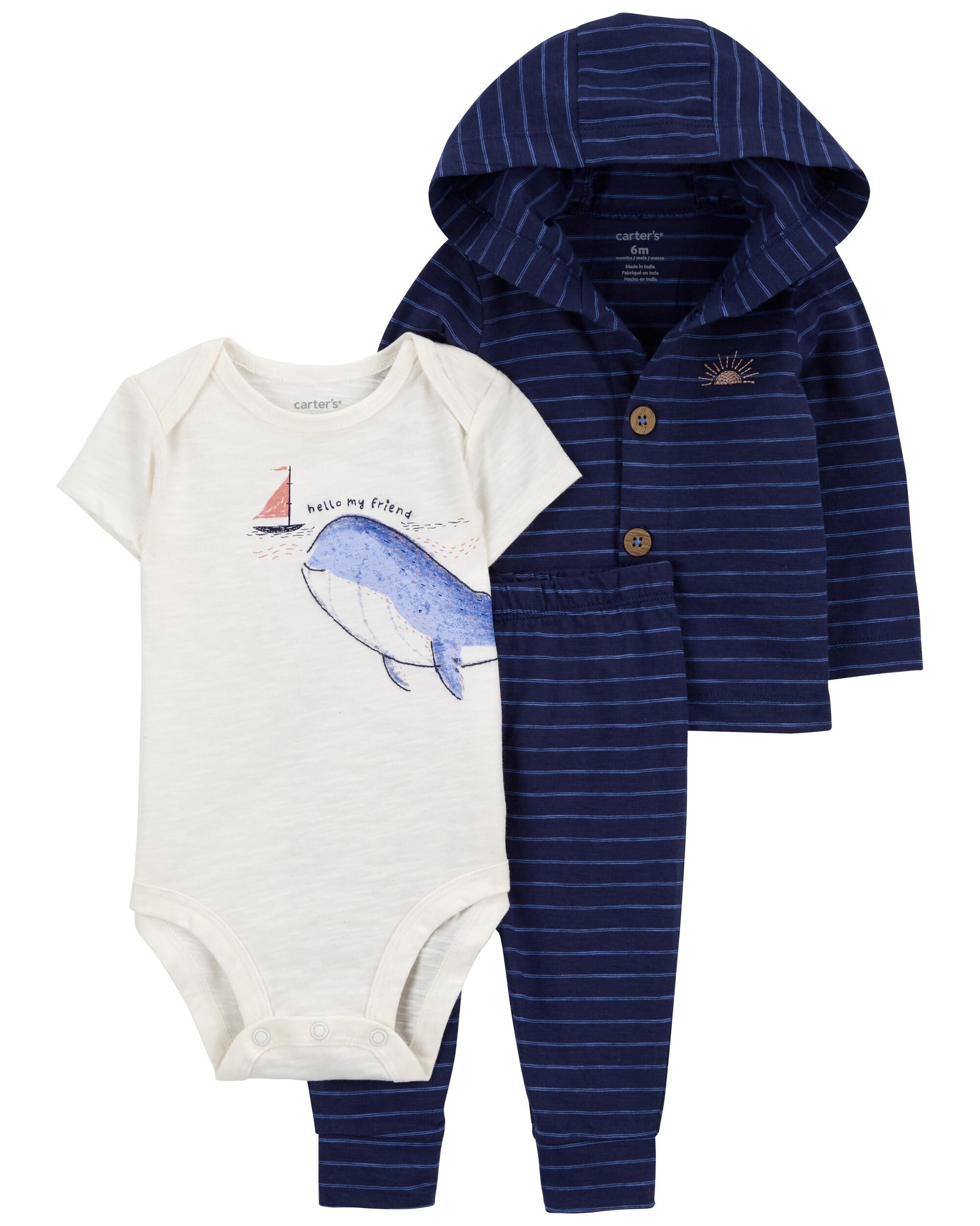Baby 3 Piece Whale Little Cardigan Set