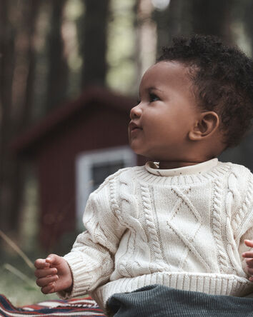 Baby Organic Cotton Cable Knit Sweater, 