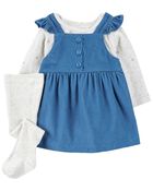 Baby Girl 3-Piece Bodysuit & Jumper & Tights Set, image 1 of 5 slides