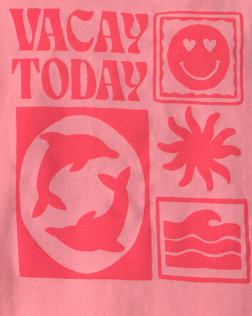 Girls 'Vacay Today' Beach Graphic Tank - Pink, 