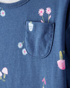 Toddler Girl Floral Cotton Long-Sleeve Top - Blue, image 2 of 4 slides