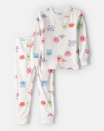 Toddler Girl Monster DreamPlush Long-Sleeve Snug Fit 2-Piece Pyjamas - Ivory, 