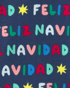 Baby 2-Piece 'Feliz Navidad' Christmas 100% Cotton Snug Fit Pyjama Set - Navy Blue, image 3 of 4 slides
