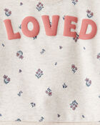 Baby 2-Piece "Loved" Pullover Sweatshirt & Pant Set - Cream/Green, image 5 of 7 slides