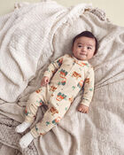 Baby Boy 1-Piece Farm 2-Way Zip 100% Cotton Snug Fit Pyjama - Cream, image 5 of 6 slides
