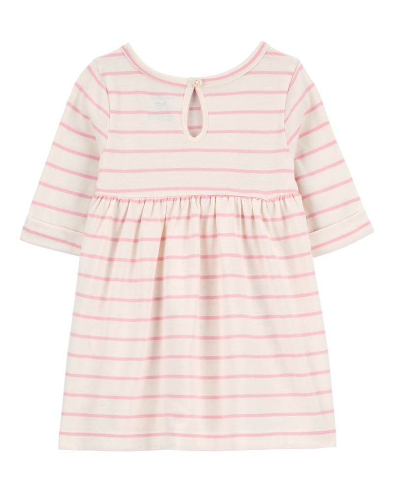 Bébé Robe en tissu gaze rayée à motif de pomme, image 2 sur 5 diapositives