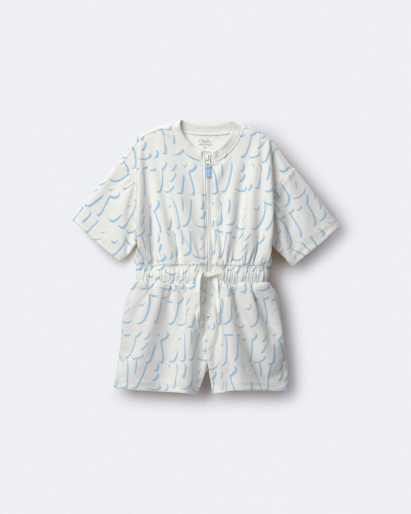 Toddler Girl Flowy Romper in Otter Avenue Print - Cream, image 2 of 6 slides