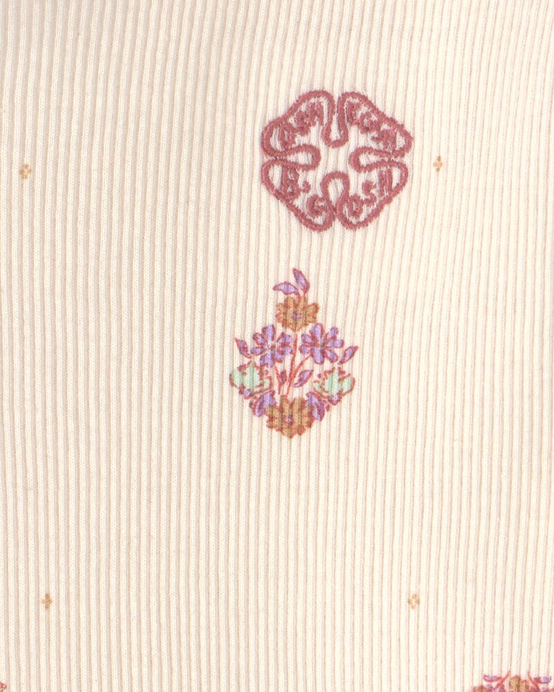 Toddler Girl Floral Long-Sleeve Top - Ivory, image 2 of 3 slides