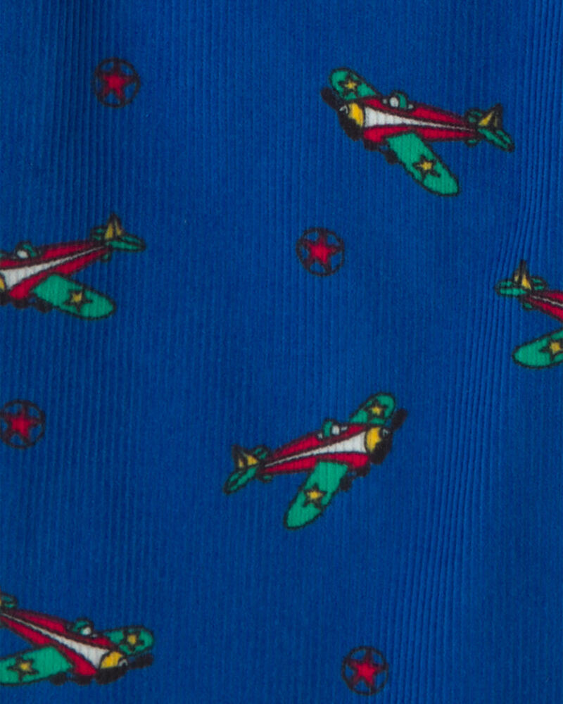 Tout-petit gar&ccedil;on - Salopette en velours c&ocirc;tel&eacute; &agrave; motif avion &ndash; Bleu, image 3 sur 4 diapositives