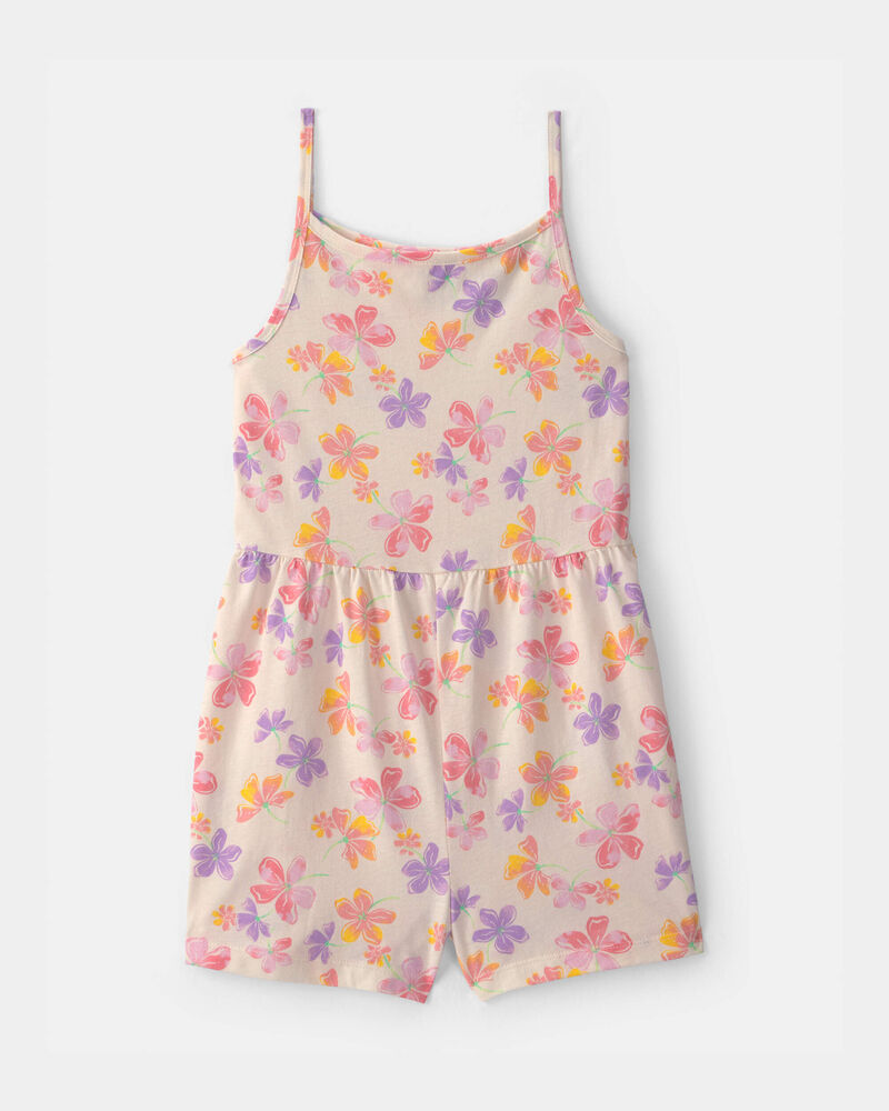 Girls Floral Romper - Cream, image 1 of 3 slides