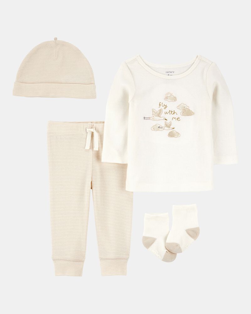 Baby 4-Piece Cloud Print Outfit Set, image 1 of 5 slides