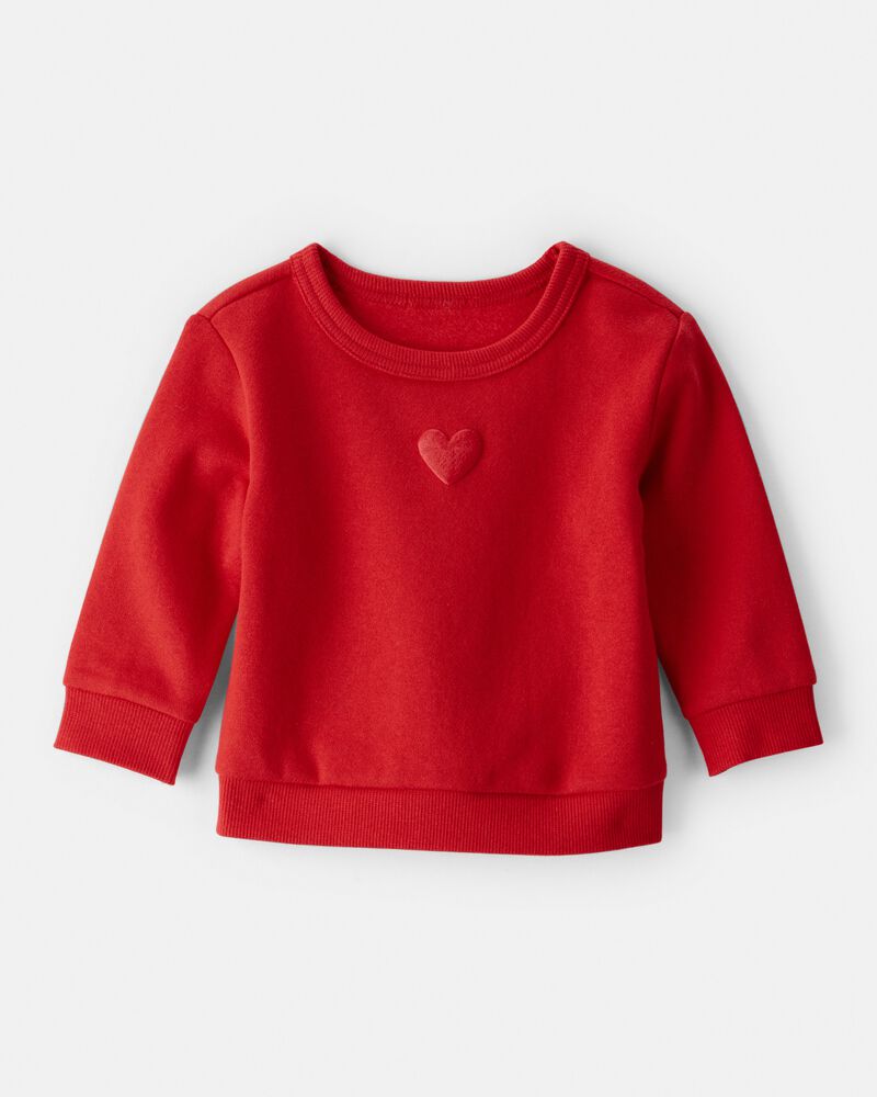 Baby Girl Heart Fleece Sweatshirt - Red, image 1 of 4 slides