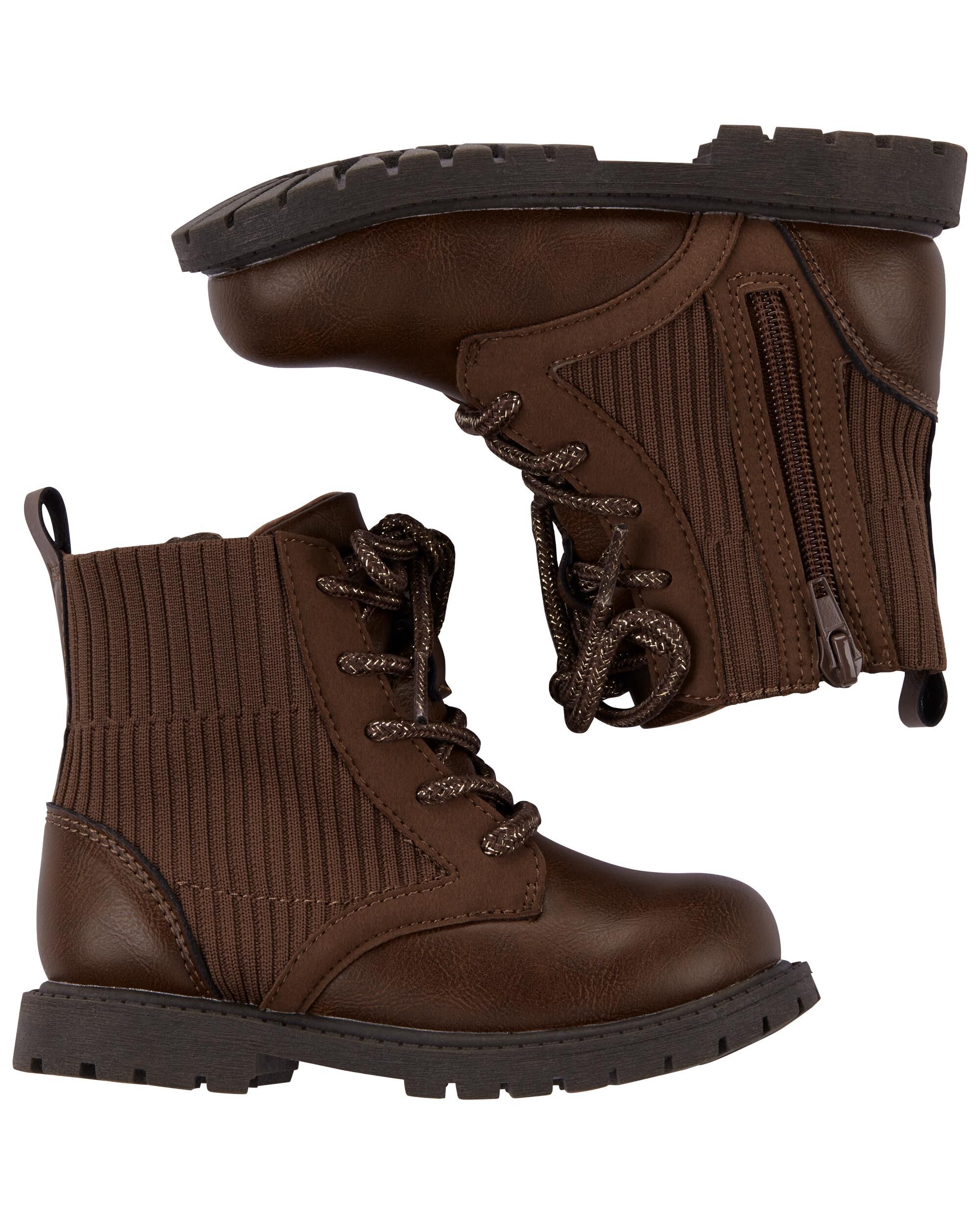 Kids brown sales combat boots